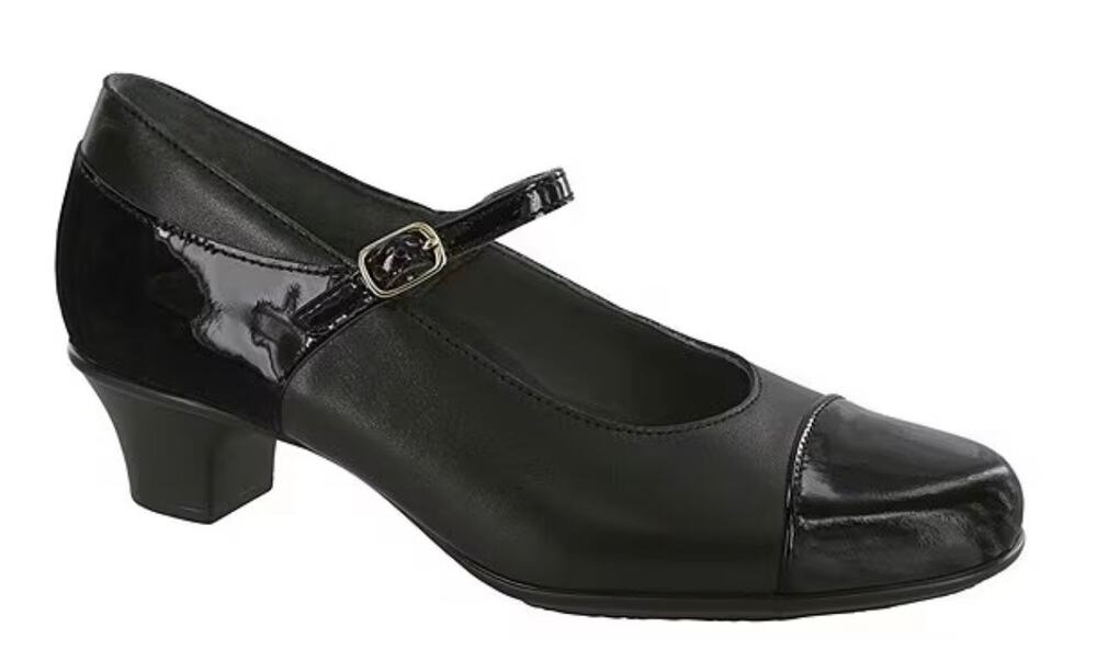 SAS Black Mary Jane Low Block Heel